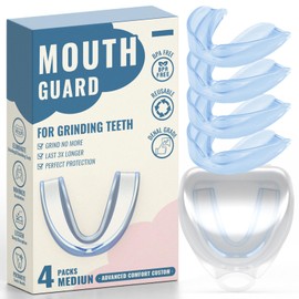 4 Pack Blue Mouth Guards for Women and Teens, Medium Size, Moldable Night Guards for Teeth Grinding and Clenching, Comfortable Bite Guards, Stylish Custom Dental Guards for Protection