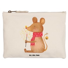 Parent-New - Mr. & Mrs. Panda S Christmas Mouse Make-Up Bag, White, Hand drawn