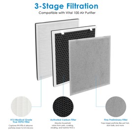 Flintar Vital 100 Replacement Filter, Compatible with Levoit Vital 100 Air Purifier, Part Number Vital 100-RF, 2-Pack