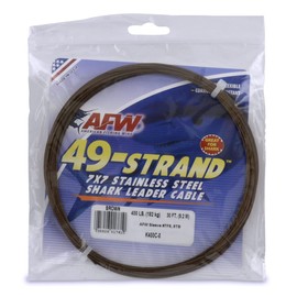 American Fishing Wire 49 Strand, 7x7 Stainless Steel Shark Leader Cable, 400 lb / 182 kg Test.054 in / 1.37 mm Dia, Camo, 30 ft / 9.2 m