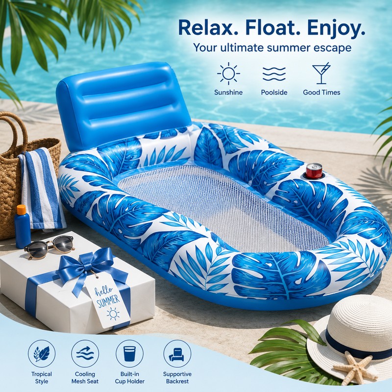 Adult Inflatable Pool Lounger for Summer Relaxation – Mesh Seat