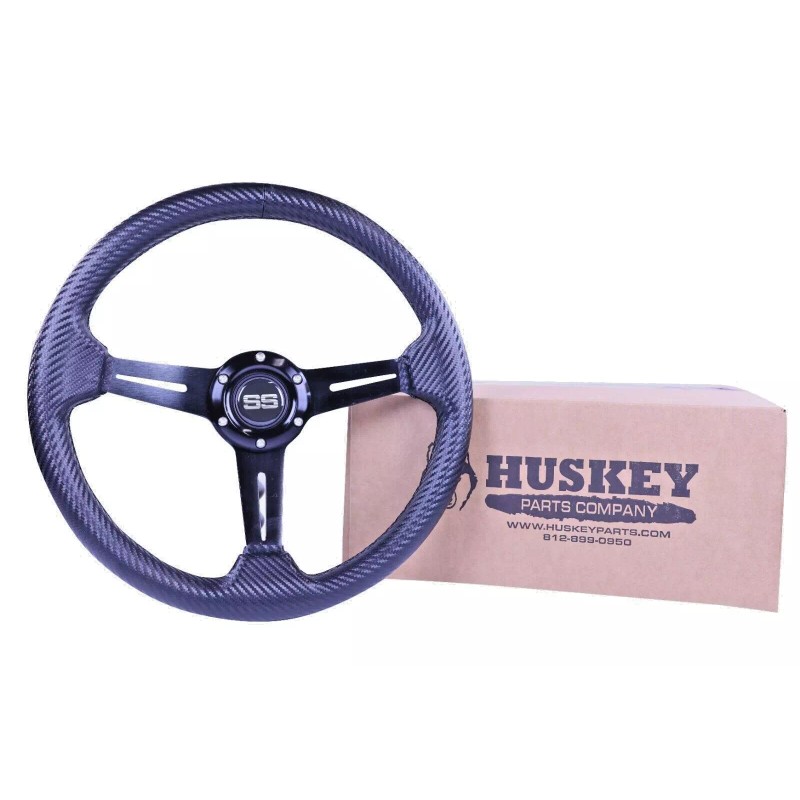 Huskey 13" Golf Cart Steering Wheel Carbon Fiber Wrap For