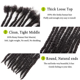 Orientfashion Textured Loc Extensions Human Hair 8-16inch 0.4cm 0.6cm And 0.8cm Dreadlocks Handmade Permanent Locs Extensions Can Be Dyed Bleached Curled (12 Inch 30strands, 0.6cm Natural black)