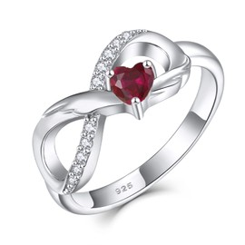 STARCHENIE Infinity Promise Ring 925 Sterling Silver Angel Wings Heart Ruby Ring for Women Size 5