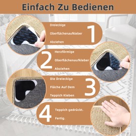 LISERV Non-Slip Mat for Carpet, 8 Pairs of Double-Sided Carpet Non-Slip Underlay Keeps Corners Flat, Removable and Reusable Non-Slip Pads for Easy Carpet Cleaning