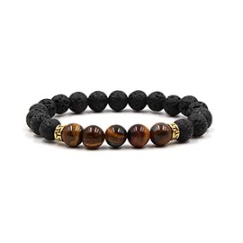 COLORFUL BLING Adjustable Bracelet 8mm Lava Rock Bracelet Bead Chakra Bracelet 7 Chakras Healing Bracelet Yoga Stone Beads Bracelets Healing Therapy Bangle for Women Men - Tiger's Eye