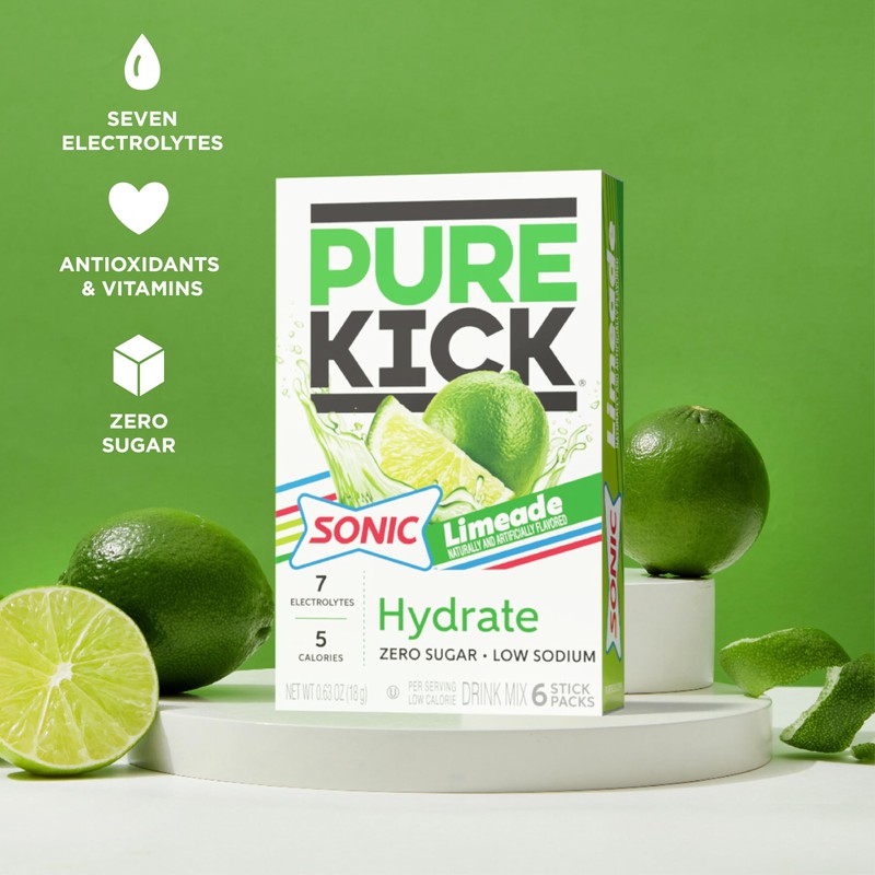 PURE KICK Hydration Singles to Go Drink Mix, Sonic Limeade,