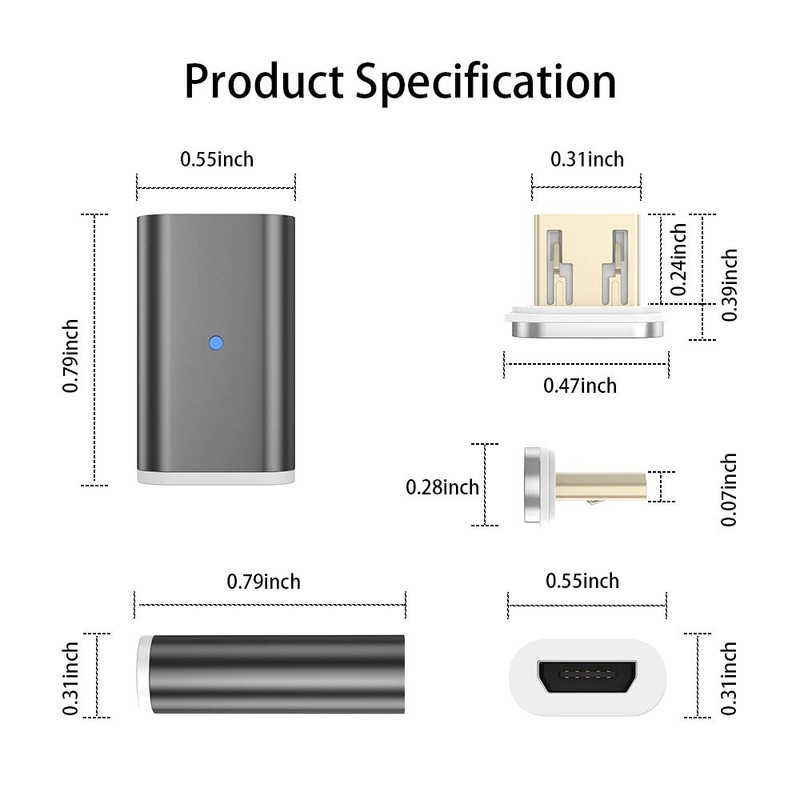 N. NETDOT Gen10 Magnetic Micro-USB to Micro-USB Adapter Converter (5