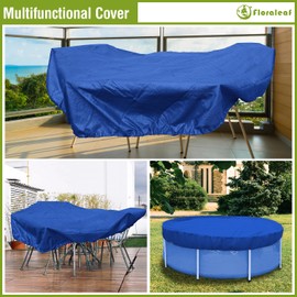 FLORALEAF 16 FT Round Pool Cover for 12 FT Pool Safety Covers Wire Rope Hemmed All Edges Super Heavy Duty Strong Double Stitched Seam Perfect for Winter Round Above Ground Pools, Blue