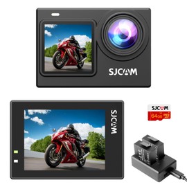 SJCAM SJ6Pro 4K60fps 24MP Dual Screen Action Cam with WiFi, 6-aixs Gyroscope Stabilizer,165° FOV 8X Zoom, Underwater 30m Waterproof Camera with 2X 1000mAh/64G Card/Vehicle Kits