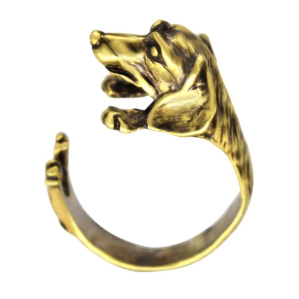 Dachshund Adjustable Metal Wrap Ring by Pashal (Gold)