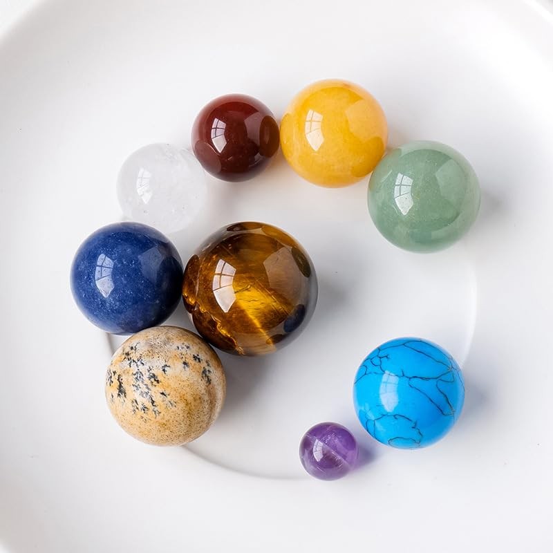 Natural Solar System 9 Planets Decorations Gemstones Sphere Galaxy Universe