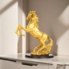 YANTIANCAI Standing Horse Statue, 12.6 Inch Gold Resin Sculpture, Fighting