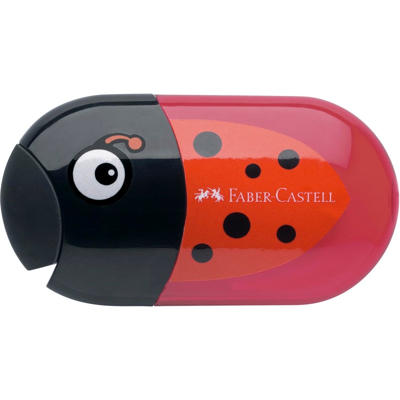 FABER-CASTELL 205258 Double Pencil Sharpener Beetle with Eraser, 5 Sharpeners