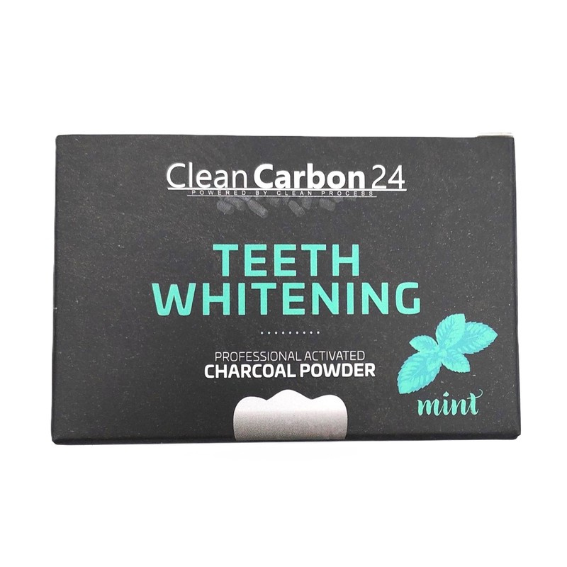 CleanCarbon24 Activated Carbon Teeth Whitening Powder Mint, 100% Natural, Vegan,