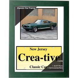 Creative Picture Frames 8x10 Candy Green Classic Car Frame with 6x12 License Plate Frame Display with White Mat