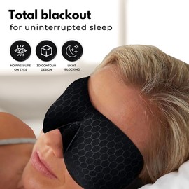 3D Contoured Eye Mask for Sleeping | Sleep Mask for Side Sleepers | Eyelash Extensions with Velcro Closure | Shade Cover | Eye Sleeping Mask | Flight Essential | Black | Concave Molded