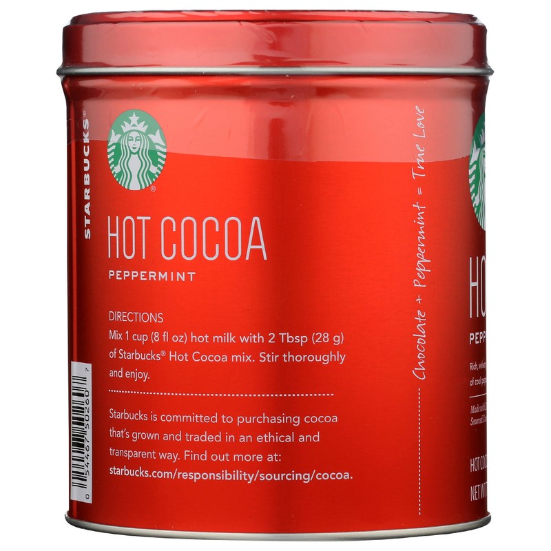 Starbucks Hot Cocoa Mix Tin, Peppermint Hot Cocoa Mix, 7-Ounce