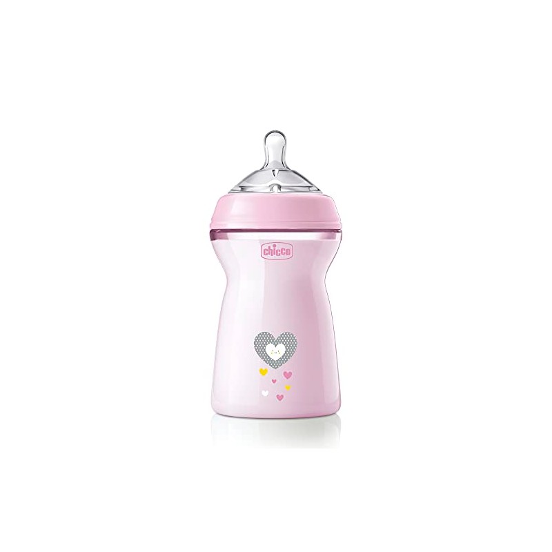 CHICCO, Biberón Natural Feeling, Color Rosa, 330 ml