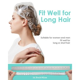 Disposable Shower Caps, 100PCS Plastic Clear Hair Cap Large Thick Waterproof Bath Caps for Women, Hotel Travel Essentials Accessories Deep Conditioning Hair Care Cleaning Supplies