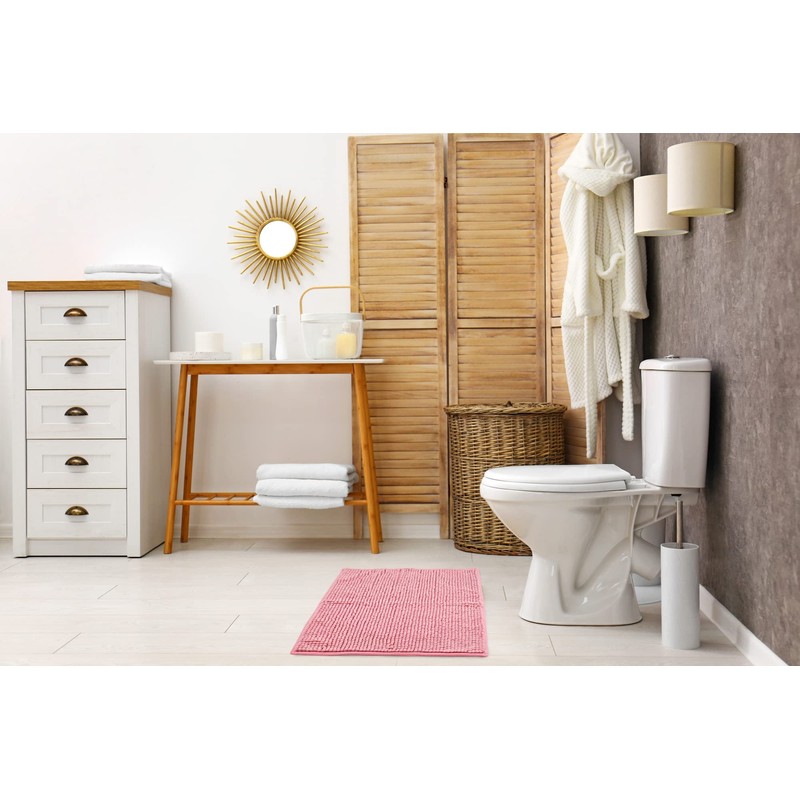 Emma Barclay Noodle Soft Touch Non-Slip Bathroom Rug in Pink