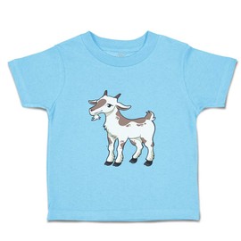 Toddler T-Shirt Farm Goat Female Farm Cotton Cartooned Boy & Girl Clothes Goat Baby Funny Tee Aqua Blue Design Only 2T