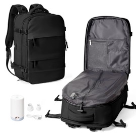 hapfoxx Vacuum backpack travel pump 18 x 14 x 8 inches personal item bag, compliant with United Airlines standards, waterproof personal item hiking backpack black