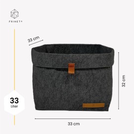 FRIHET® Felt Storage Basket for Kallax Shelf, Organiser Box in Anthracite, Felt Bag Organiser, Pack of 1, Size 2, Versatile and Space-Saving Storable