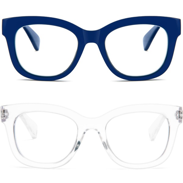 REAVEE 2 Pack Retro Oversized Reading Glasses for Women Men,