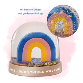 moses. Smile Rainbow Snow Globe, Shaking Ball in Rainbow Design with Glitter and Golden Smiley Faces, Sparkling Rainbow Snow Globe, Glitter Globe as a Gift