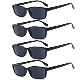 Kerecsen 4 Pack Reading Glasses for Women Men Sun Readers Sunglasses Spring Hinges Lightweight Eyeglasses (4 Pack 4Black/Gray Lens, 1.5, diopters)