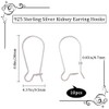 Beebeecraft 10Pcs 925 Sterling Silver Kidney Earring Hooks 20x9.5mm Long