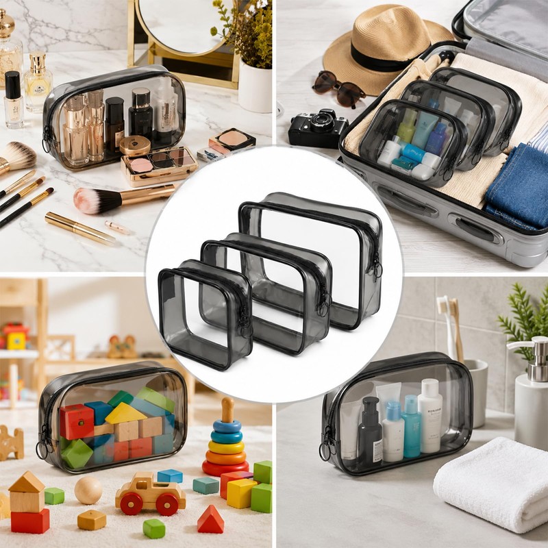 4pcs Beauty Case Trasparente Borsa da Viaggio per Cosmetici Impermeabili