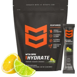 MTN OPS Bebida en polvo Hydrate Electrolytes, 20 sobres individuales de electrolitos para llevar con más de 1000 mg de electrolitos por porción,...   