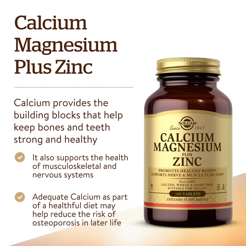 Solgar® Calcium Magnesium Plus Zinc Tablets - Pack of 100