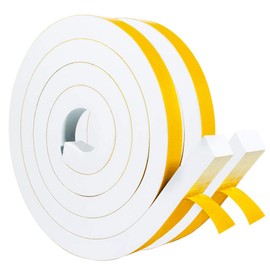 Yotache White High Density Foam Tape 1" x3/4" for Windows Air Conditioner Insulation Seal, Weatherstrip, AntiVibration, Shockproof Protection, Total 13 Ft (2 X 6.5 Ft Each)
