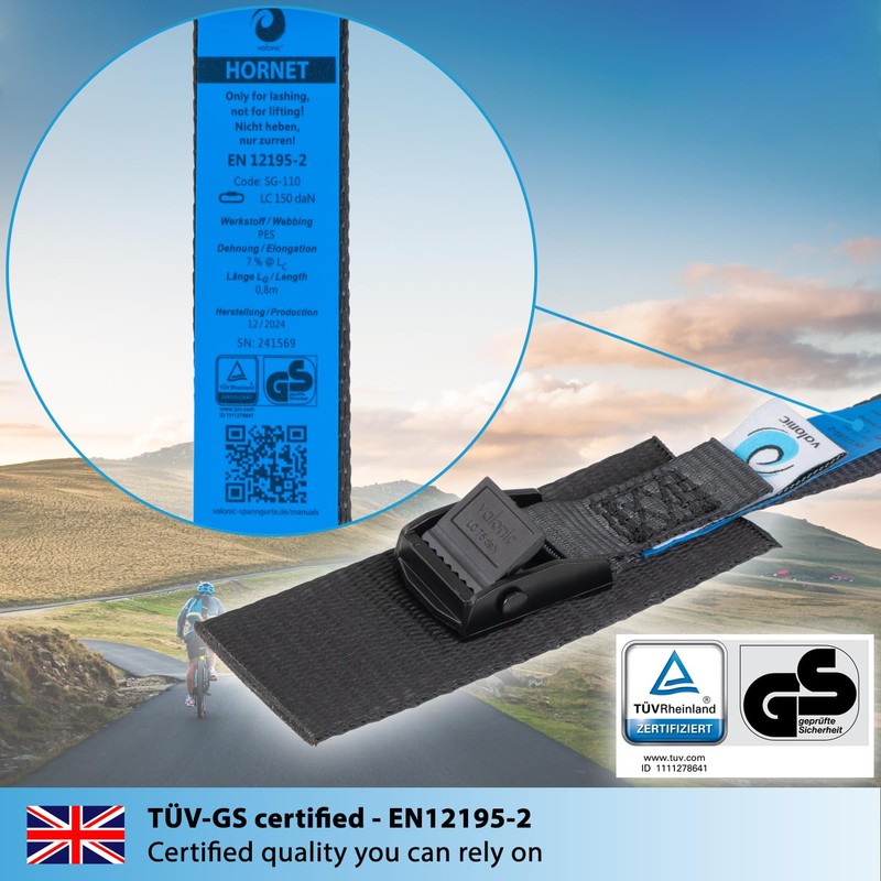 valonic HORNET - 4x 80cm tie down strap short, 19mm,
