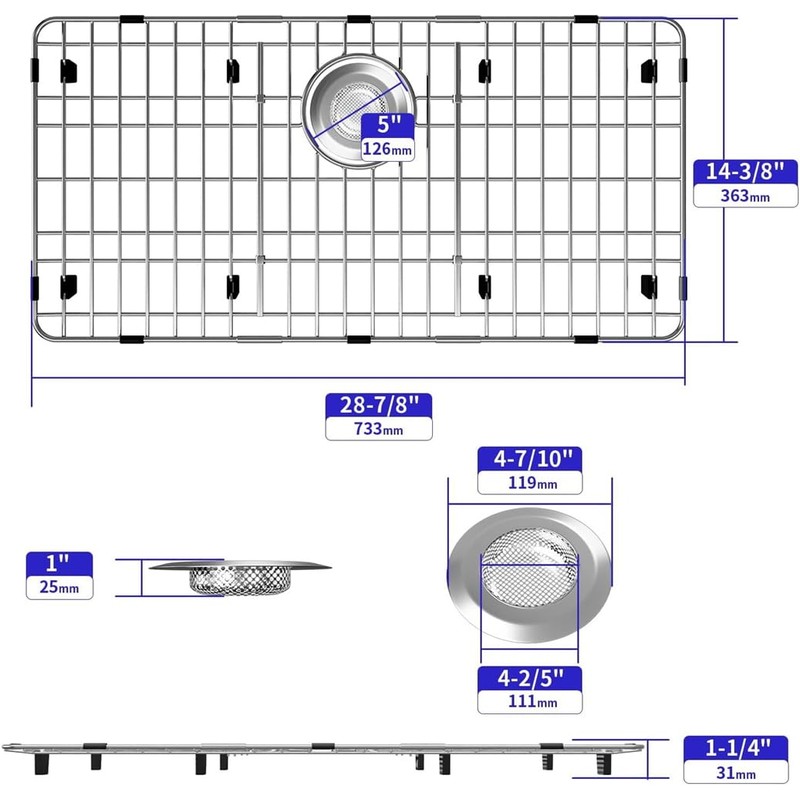 Large Sink Protector for Kitchen, Metal Sink Bottom Grid 28.9"