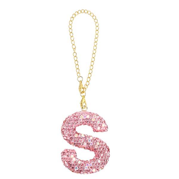 PATIKIL Bling Initial Letter Charm, Letter S Charm with Pink