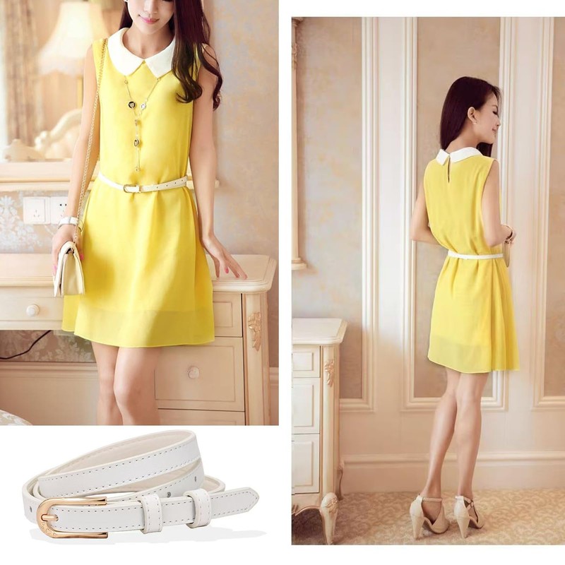 Skinny Leather Belt (Blue)