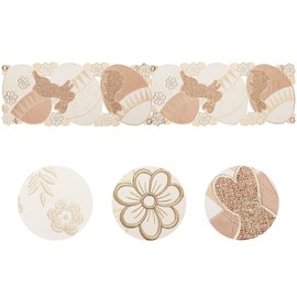 Grelucgo Embroidered Country Rustic Decorative Burlap Bunny Table Runner for Easters (14x69 inches)