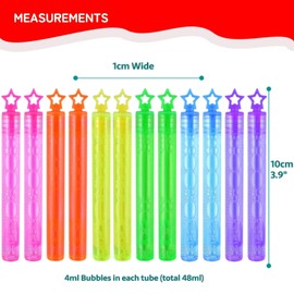 FNA FASHIONS® Neon Fun Bubble Tubes with Star Tips - Set of 12 Vibrant Colors - 48ml Total Bubble Solution|Perfect for Play, Parties, and Gifts|