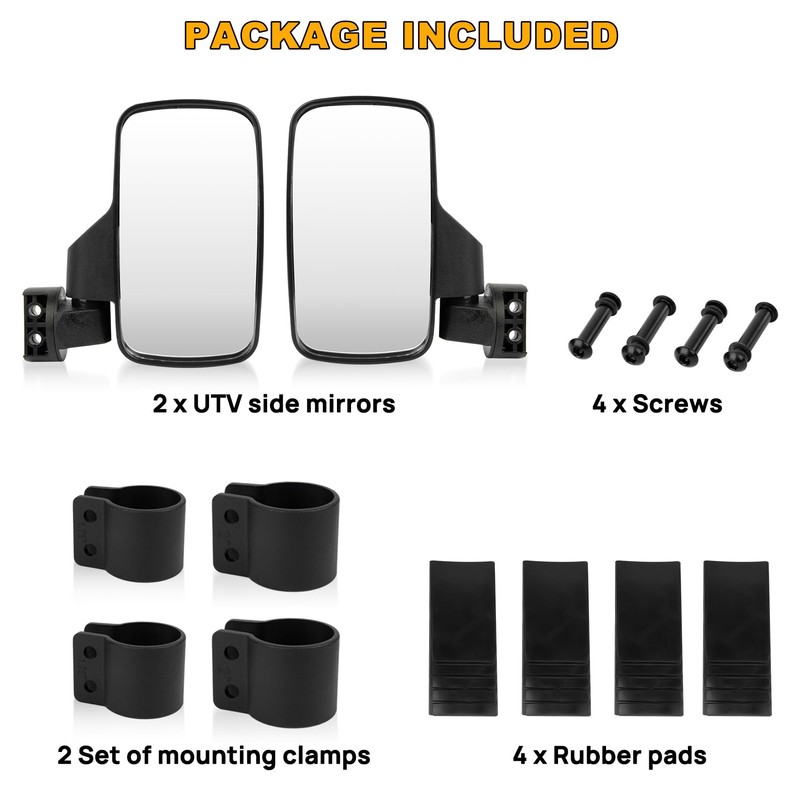 UTV Side View Mirrors, PSLER UTV Universal Rear View Side