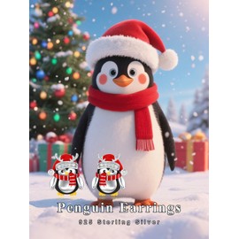 Shusukue Penguin Earrings Christmas Stud Earrings 925 Sterling Silver Christmas Jewelry Gifts for Women Teens