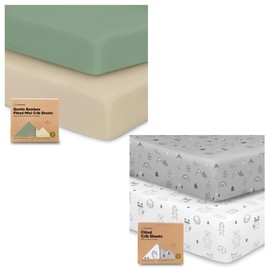 KeaBabies 2-Pack Mini Crib Sheets and 2-Pack Organic Crib Sheets for Boys, Girls - Pack and Play Sheets Fitted - Jersey Fitted Crib Sheet - Organic Fitted Crib Sheet for Pack and Play Mattress