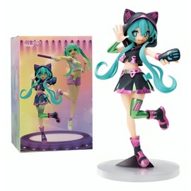MR. GADGETS Figura Coleccionable Hatsune Miku 19cm, Muñeca Luminista Vocaloid Live Stage, Decoración de Personaje Animado con Cosplay, Estatuilla de PVC Reforzado, Calidad, Ideal para Regalo, Juguetes