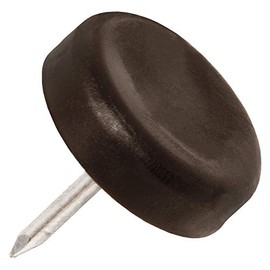 Adsamm® 100 x Plastic Gliders with Nails, Brown, Diameter 20 mm, Round, Furniture Gliders with Nails, Furniture and Floor Protection in Adsamm® Quality