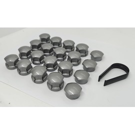 Partsdealers WHEEL NUT COVERS FOR VOLVO S60 S80 S90 V60 V90 XC40 XC60 XC90 POLESTAR LOCKING CAPS SET (Large Type, Alloy Grey)