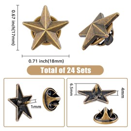 SUPERFINDINGS Pack of 24 Alloy Star Badge Lapel Pin Alloy Antique Bronze Lapel Pin Brooches Military Award Pins July Memorial Day Stars Brooches 5 Point Star Badge, Metal
