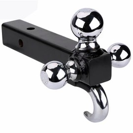 Heavy Duty Solid Shank Triple Ball Hitch Mount with Hook 1-7/8,2",2-5/16 Chrome Plated Hitch Ball